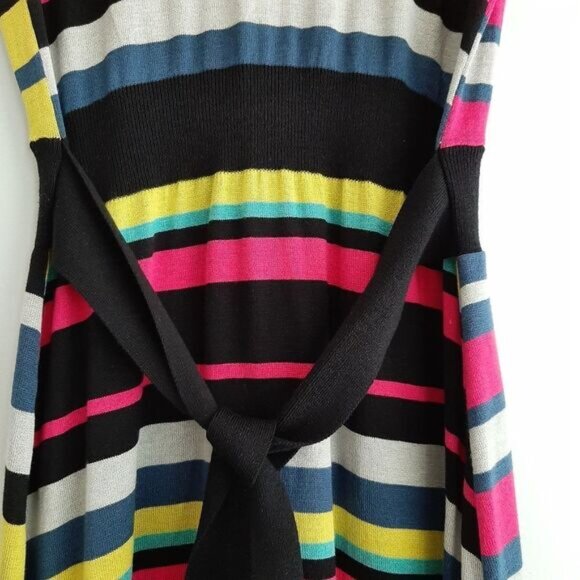 BCBG MAXAZRIA Elia Surplice Faux Wrap Fine Knit Stripe V-Neck Dress Sz S - Picture 13 of 16